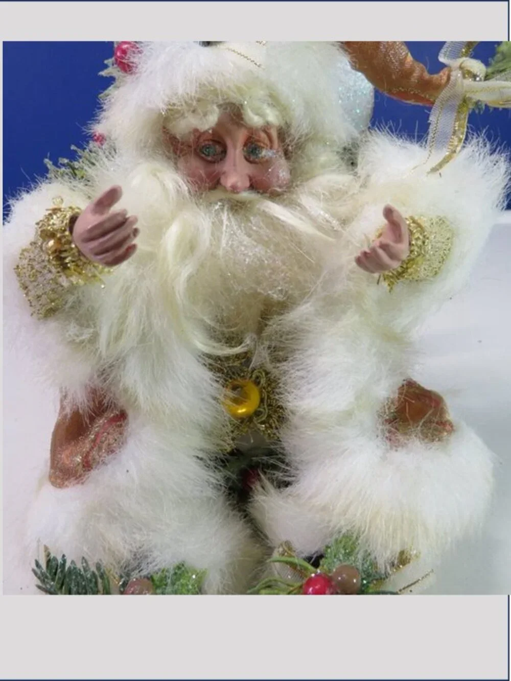 Mark Roberts Christmas Santa Fairy Elf Posable Shelf Sitter Peach Gold Brocade